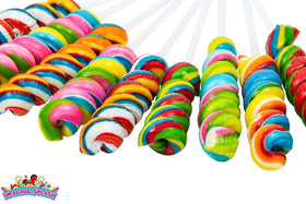 Imagine Splash Rainbow Twisty Pops on stick for easy handling at parties
