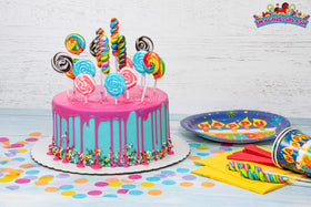 Imagine Splash Rainbow Swirl Lollipops ideal for candy buffet displays.