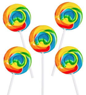 Imagine Splash Rainbow Swirl Lollipops bright swirl design for display.