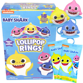 Imaginings 3 Baby Shark lollipop ring packaging shows a fun party favor with fruity flavors.