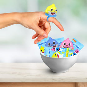 Imaginings 3 Baby Shark lollipop ring goody bag ready, perfect for celebrations and gift bags.