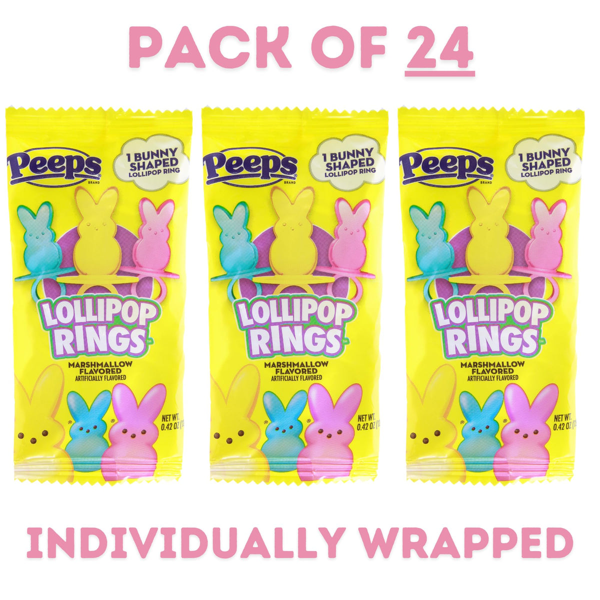 Imaginings 3 individually wrapped Peeps bunny rings for easy sharing