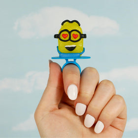 Imaginings 3 Minions lollipop ring blue raspberry delivers tangy fun for party treats.