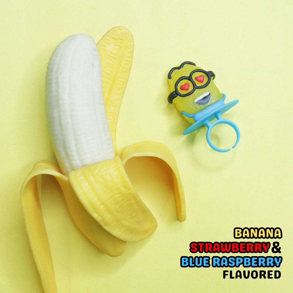 Imaginings 3 Minions lollipop-ring design closeup highlights friendly characters for kid-friendly snacking.
