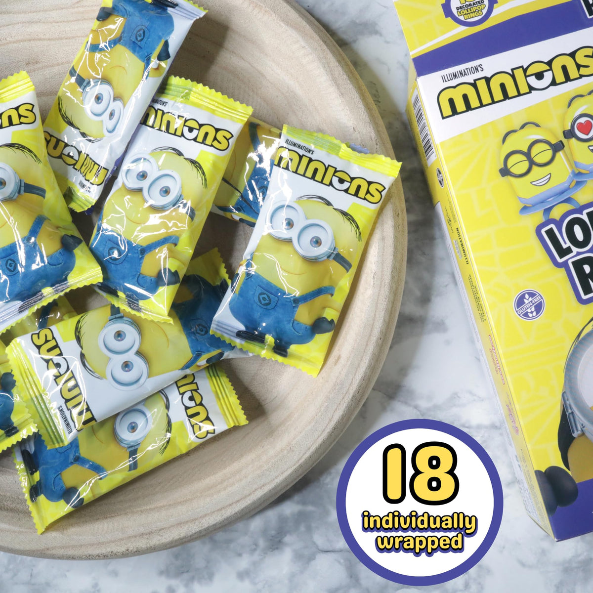 Imaginings 3 Minions wearable lollipop ring offers hands-free enjoyment during celebrations.