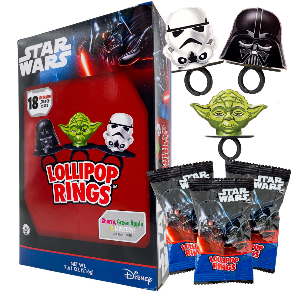 Imaginings 3 Star Wars candy lollipop rings in packaging, ideal for party favors.