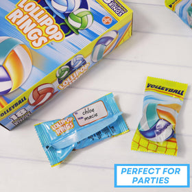 Imaginings 3 box of 18 volleyball lollipop rings for easy distribution.