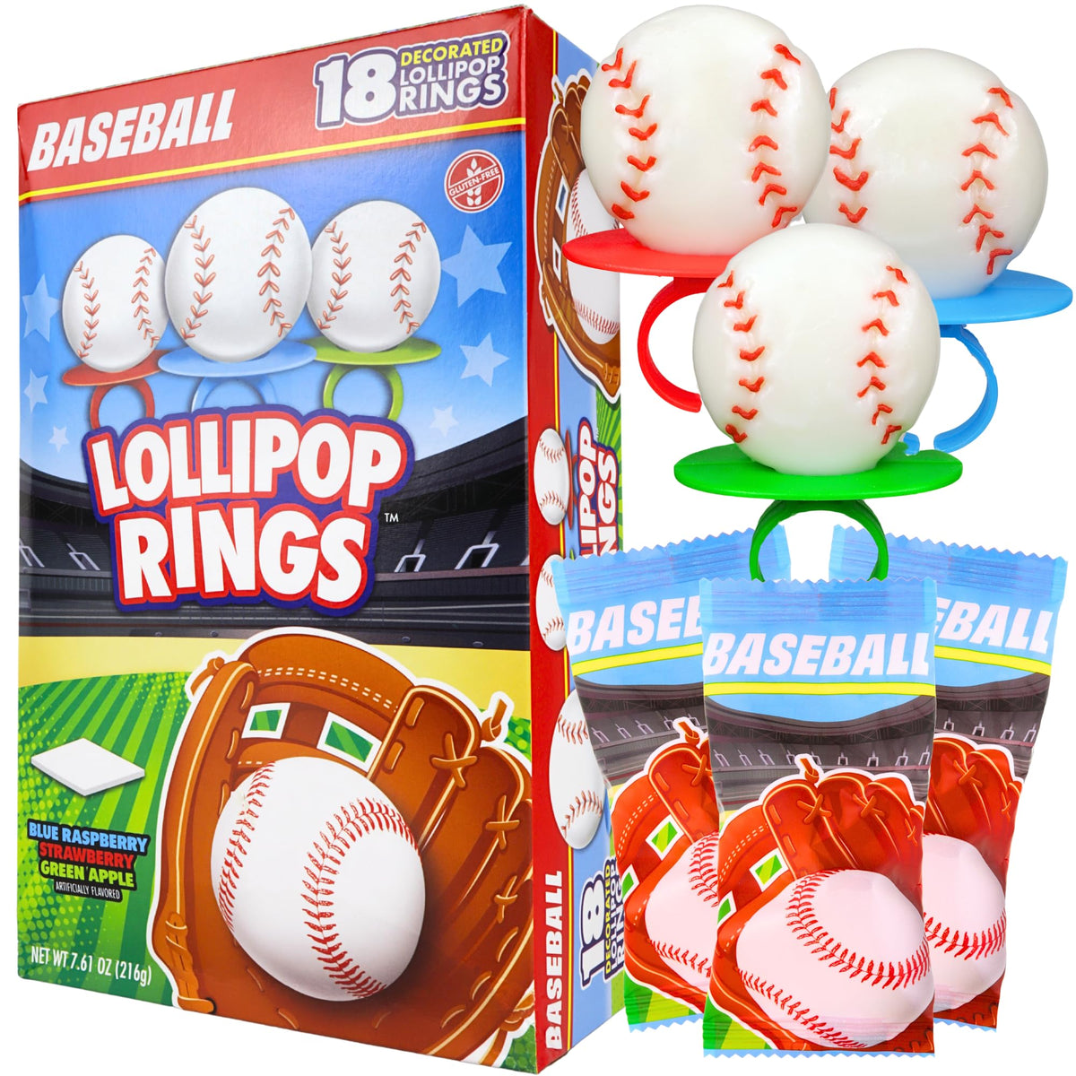 Imaginings 3 Baseball Lollipop Ring front view, a playful sports treat for celebrations.