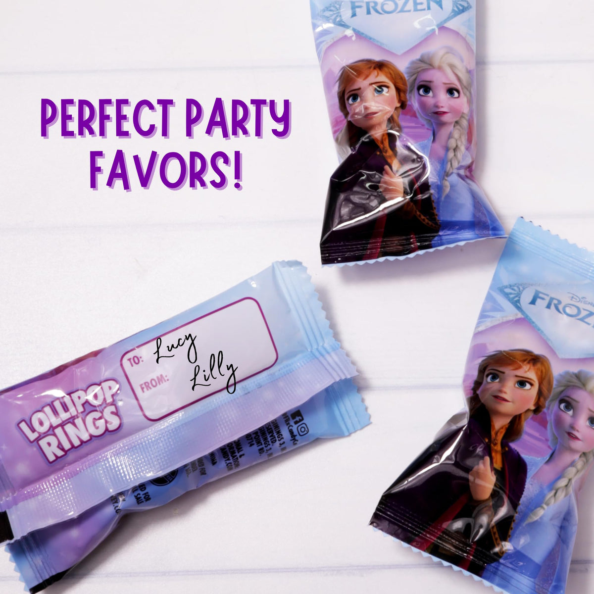 Imaginings 3 Disney Frozen Lollipop Rings designs blue and pink, appealing visuals for themed events.