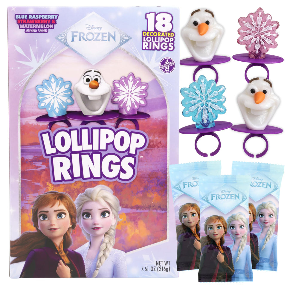 Imaginings 3 Disney Frozen Lollipop Rings assortment, ideal party favors for kids.