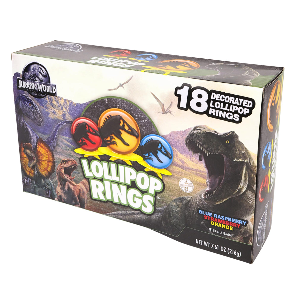 Imaginings 3 Jurassic World lollipop ring with dinosaur imagery for themed celebrations.