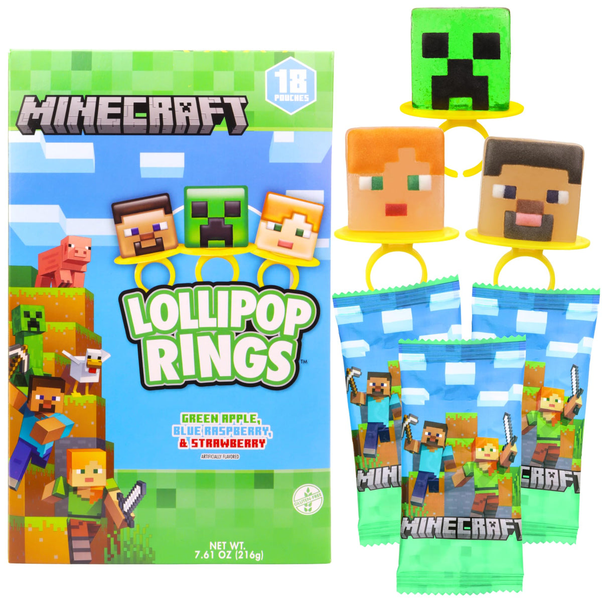 Imaginings 3 Minecraft Lollipop Rings pack 18, eye-catching for party favors