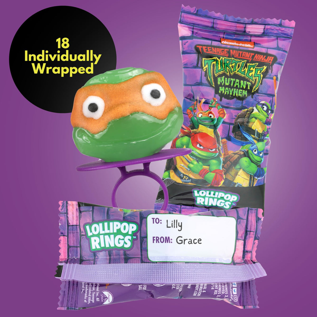 Imaginings 3 TMNT Raphael lollipop ring with face for party favors.