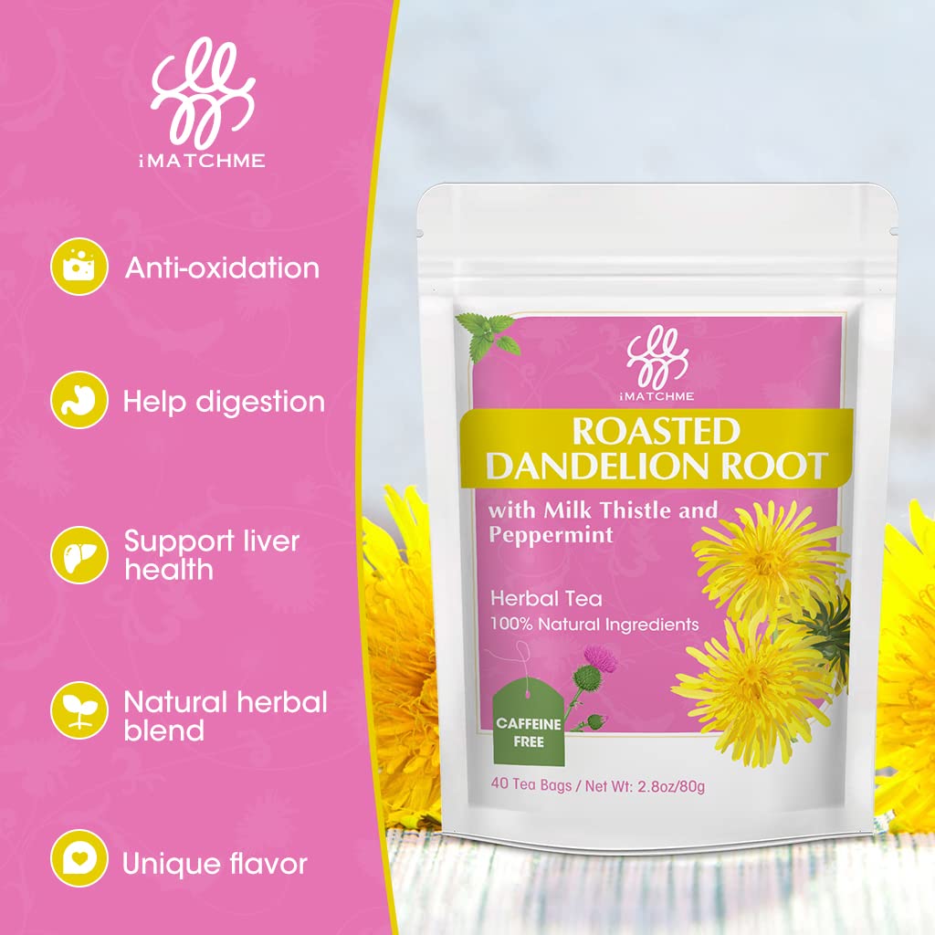 iMATCHME loose tea leaves offer dandelion, milk thistle, peppermint for a refreshing digestive moment