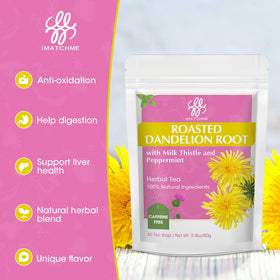 iMATCHME loose tea leaves offer dandelion, milk thistle, peppermint for a refreshing digestive moment