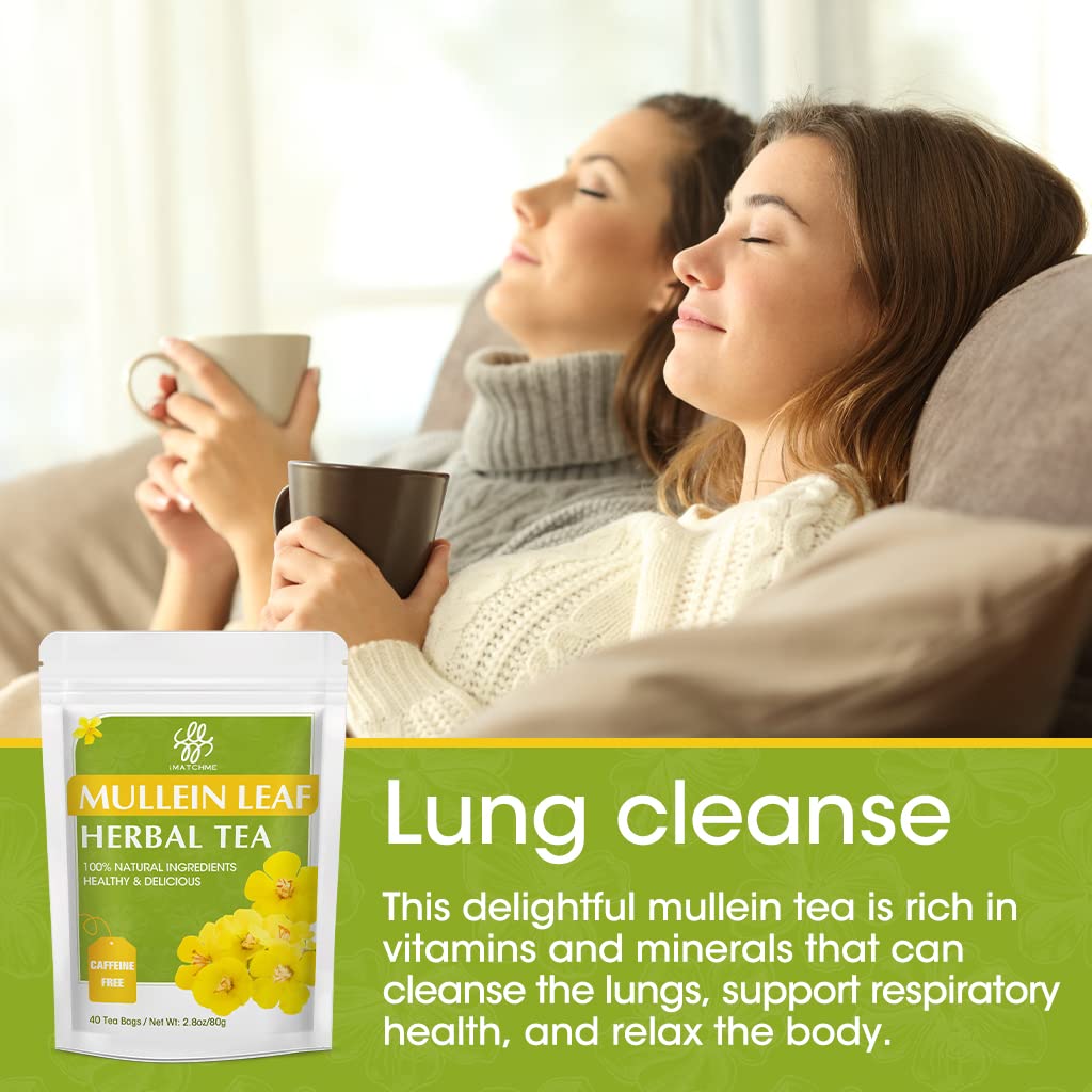 iMATCHME Mullein Leaf Tea bags close-up with earthy aroma