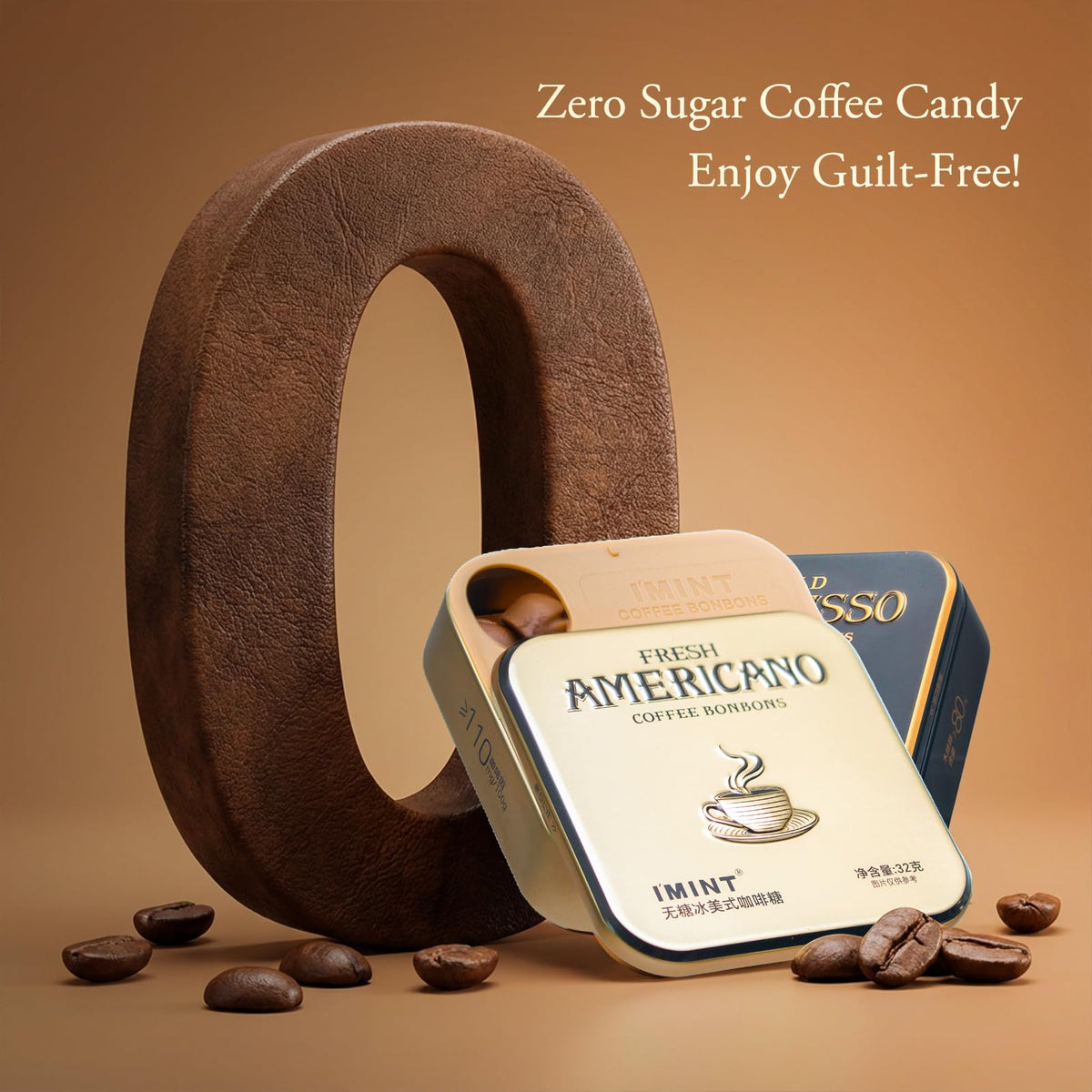 IMINT Sugar-Free Coffee Mints dispensing from tin for on-the-go energy