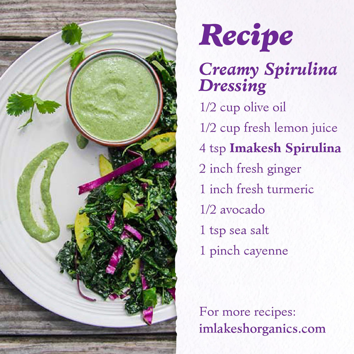 Imlak'esh Organics spirulina powder on a serving tray ready to add.