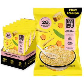 Immi Creamy Chicken Ramen packaging highlights a convenient, protein-packed vegan meal option.