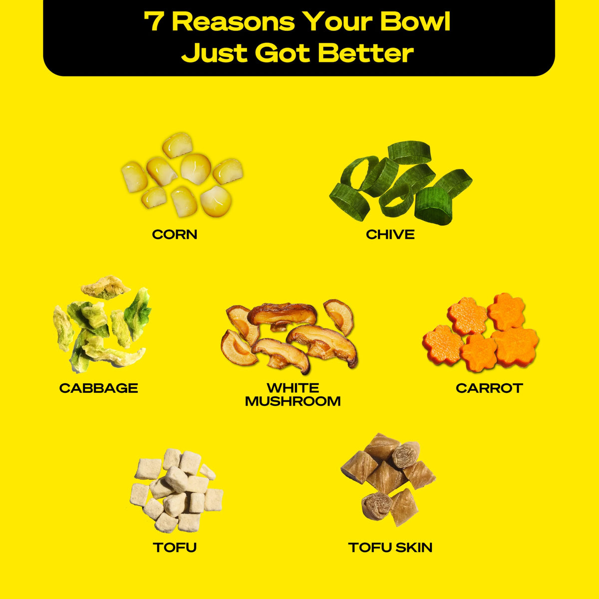 Immi Ramen Toppings Mix cabbage shreds deliver fresh texture in cup noodles