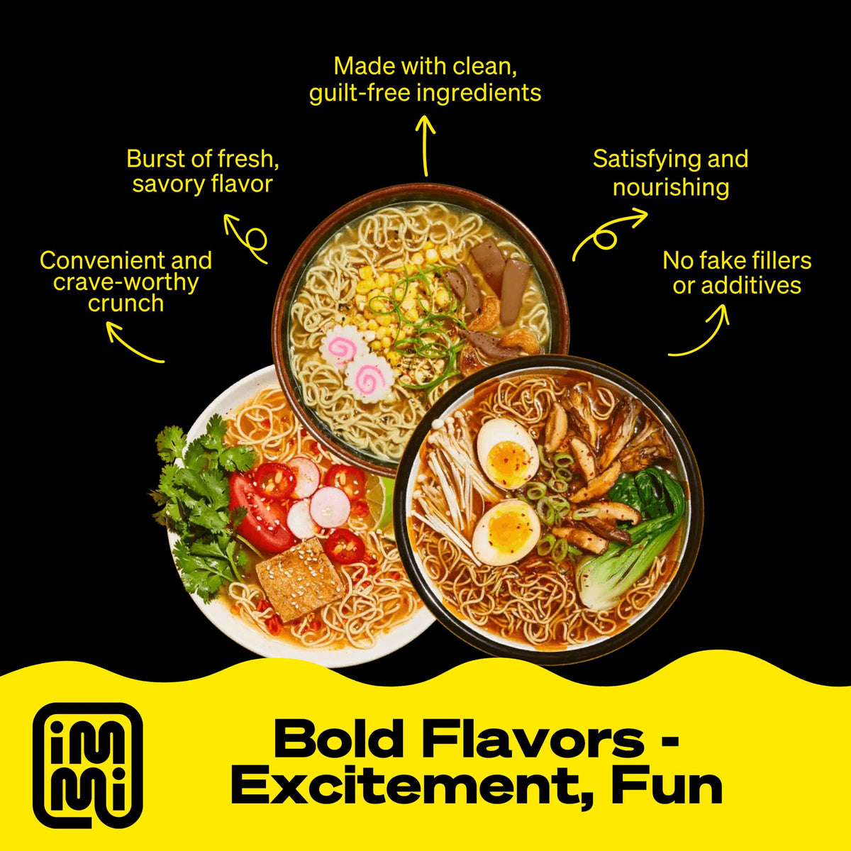 Immi Variety Pack Ramen black garlic chicken pack front for sophisticated vegan flavor.
