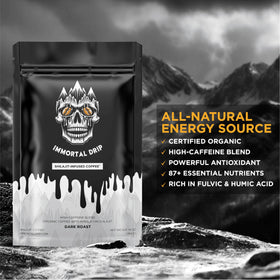 Immortal Drip dark roast beans ready for a bold, smooth start