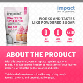 Impact Powdered Sweetener baking dish ideal for keto-friendly desserts