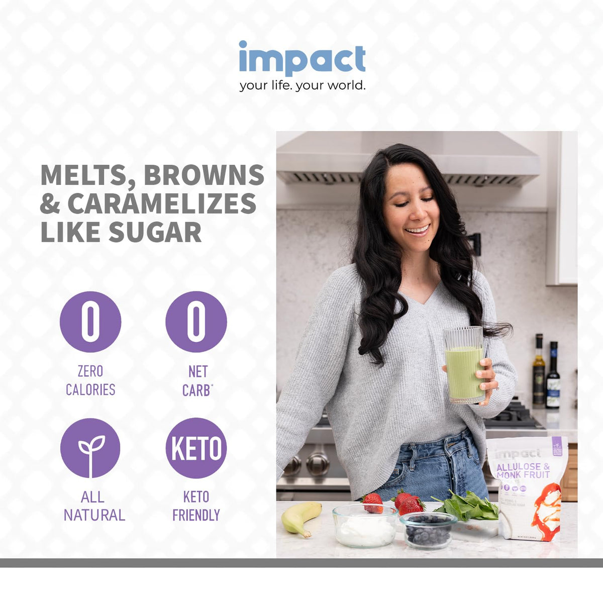 Impact Your Life monk fruit allulose sweetener baking uses for brownies and cakes