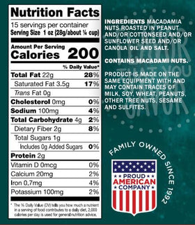 Imperial Nuts Macadamia Salted Roasted as a plant based snack with protein