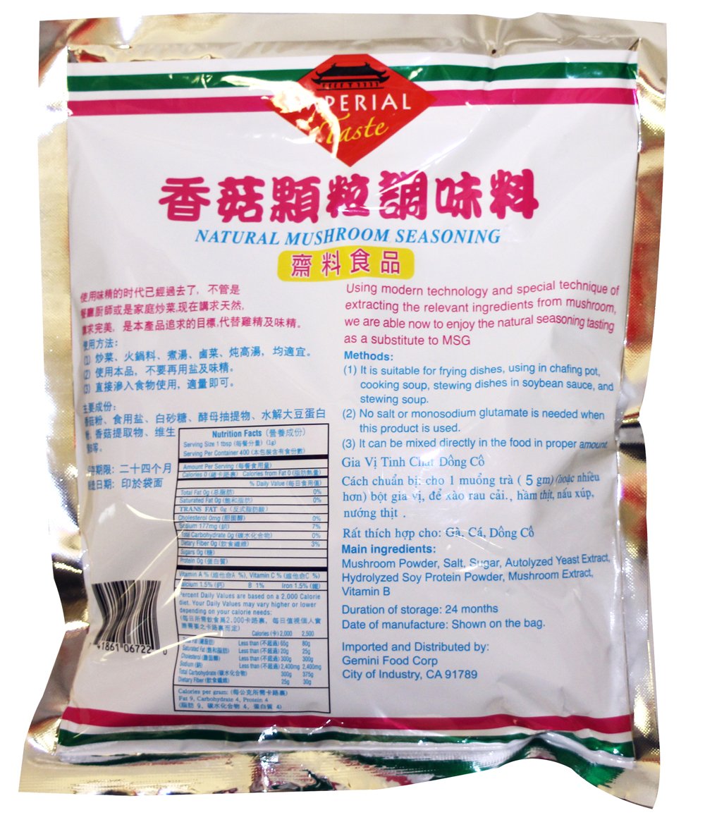 Imperial Taste mushroom seasoning pour cap emphasizing easy, mess-free flavor enhancement in meals.
