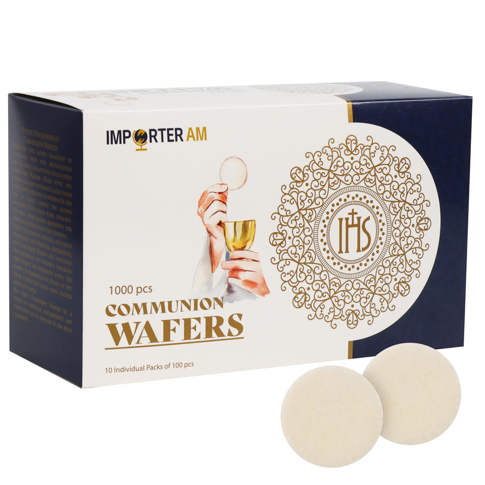 Importer AM church wafers round 1 3/8 inch box front for organized worship supply