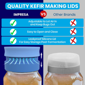 IMPRESA kefir grains fermenting in a jar under lid