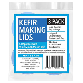 IMPRESA blue kefir lid supports dairy and non-dairy kefir