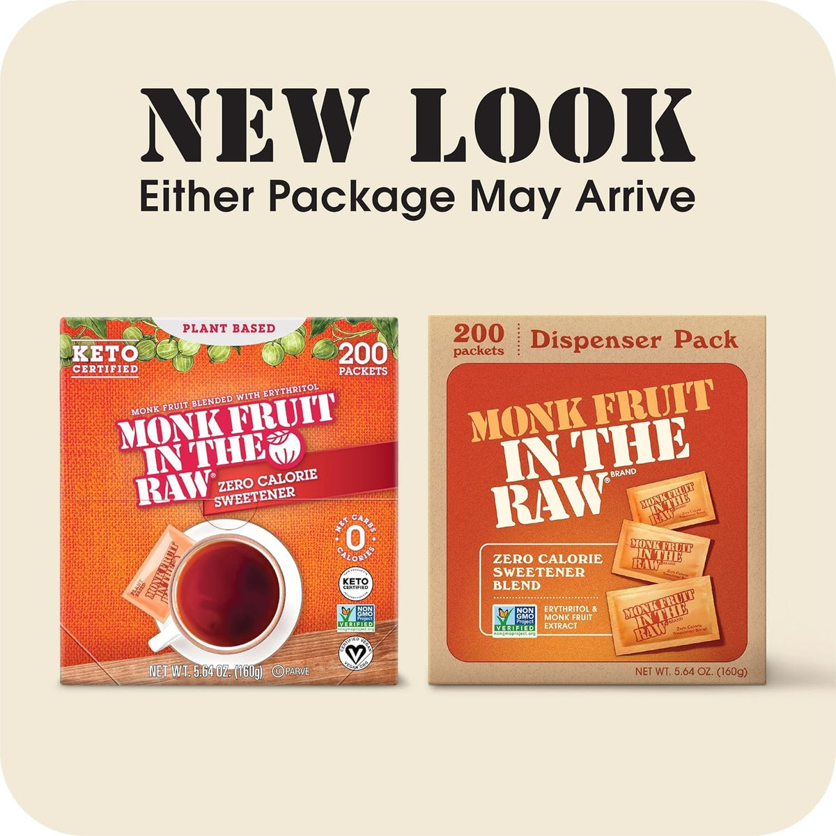 200-count box of IN THE RAW Monk Fruit Packets for everyday sweetness