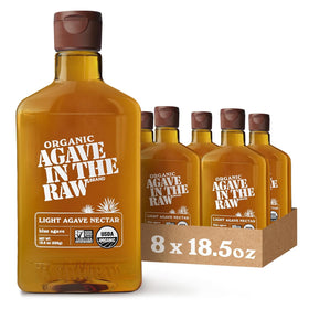 IN THE RAW Organic Agave Nectar bottle with amber color, ideal for beverages
