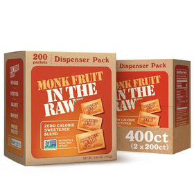 IN THE RAW Monk Fruit Packets front view with two boxes for keto-friendly sweetness.