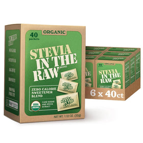 In The Raw organic stevia packets on a table for zero-calorie sweetness