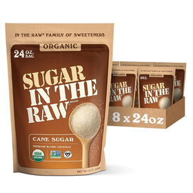 IN THE RAW Organic White Sugar bag 24oz, ideal for baking and everyday beverages.