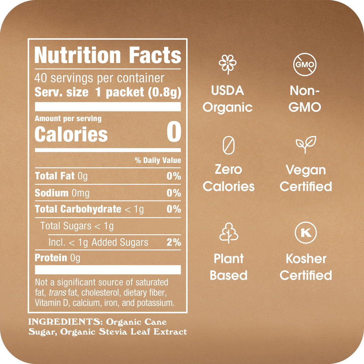 In The Raw stevia packets used in baking ingredients