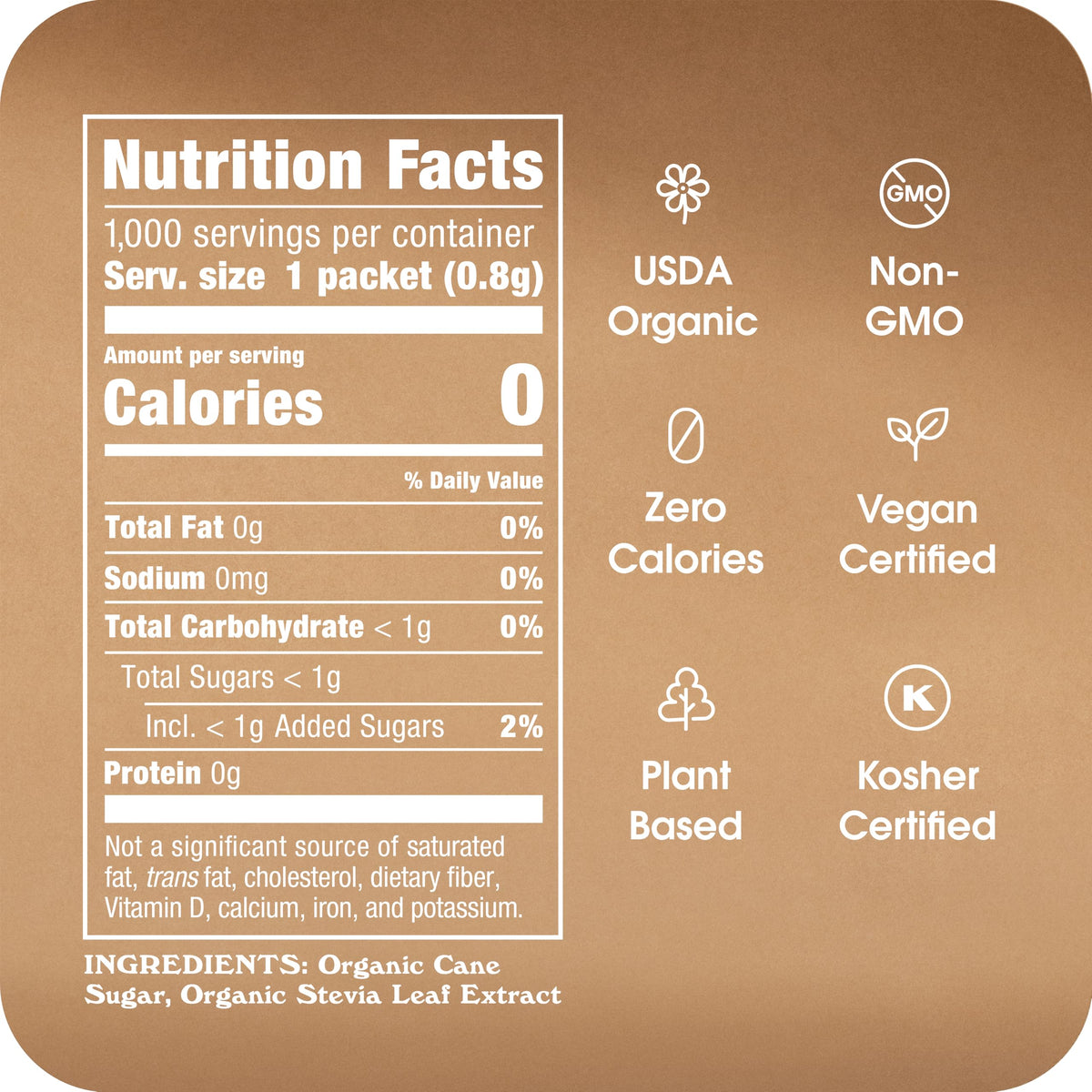 Box of In The Raw stevia packets showing 1000 count for pantry convenience