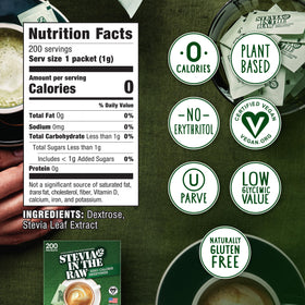 IN THE RAW Turbinado packets closeup showing natural molasses flavor