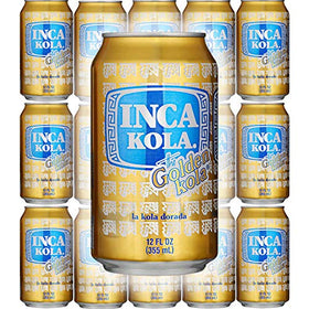 Inca Kola Golden Kola can front view, ideal for sharing at gatherings.