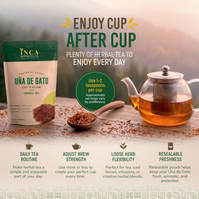 INCA MASTER TEA Steeped cup shows traditional Amazonian herb in use.