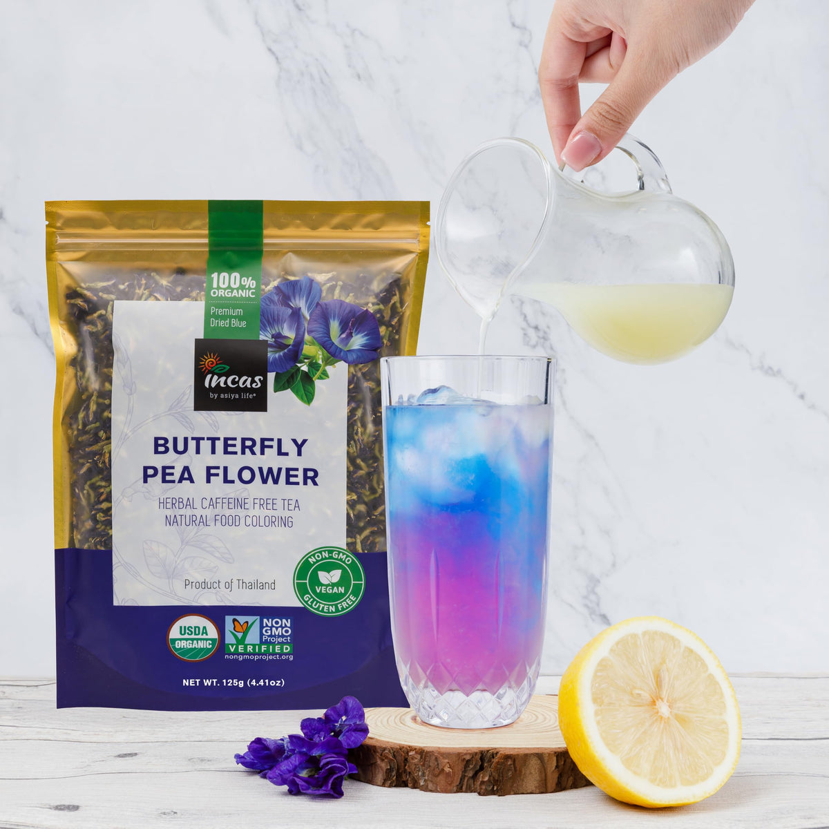 Incas butterfly pea flower 100% organic ensures pure botanicals