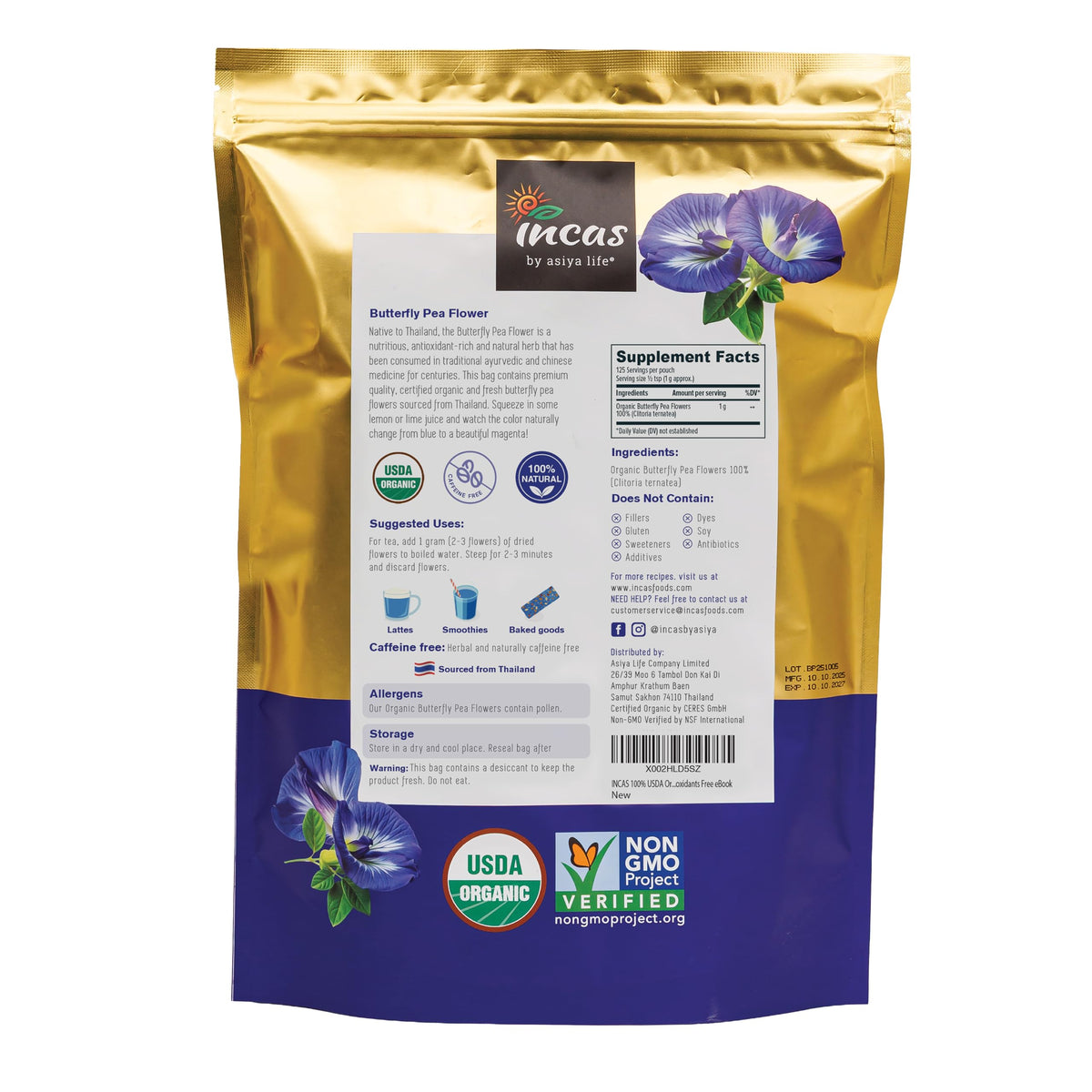 Incas butterfly pea tea ebook included provides extra usage ideas and recipes