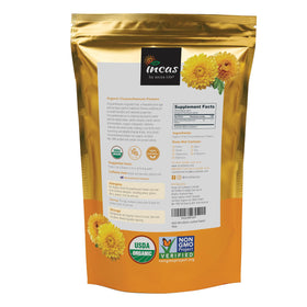 Incas Chrysanthemum Tea – brew setup showing loose flowers for infusion