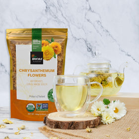 Incas Chrysanthemum Tea floral aroma in a cup