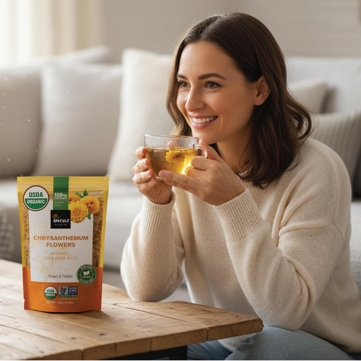 Incas Chrysanthemum Tea packaging varies by batch, premium quality