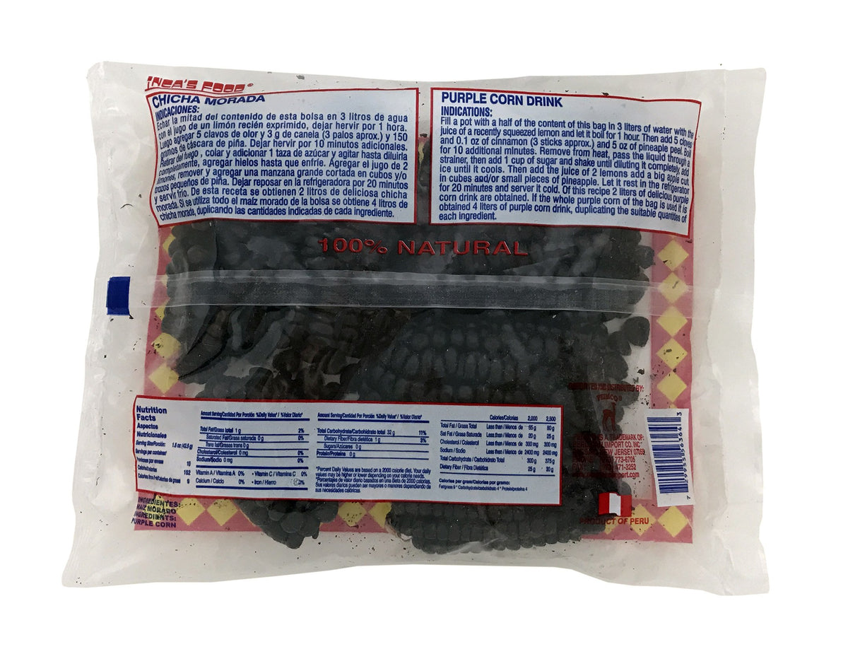 Inca's Food Maiz Morado, purple corn cob photo, ideal for traditional Peruvian recipes and flavor.