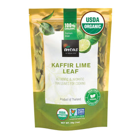 Incas Kaffir lime leaves, whole dried, ready for authentic Thai cooking and aroma
